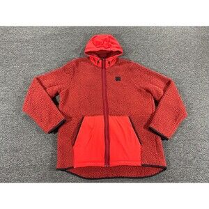 Under Armour Jacket Red Full Zip Long Sleeve Sherpa Hooded Mens Extra Large XL
